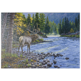 Darstellung des Puzzle Motivs Frostiger Atem am Flusslauf - Puzzleteile: 500