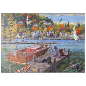 Darstellung des Puzzle Motivs Gemütliche Herbsttage am Seeufer - Puzzleteile: 100