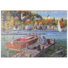 Darstellung des Puzzle Motivs Gemütliche Herbsttage am Seeufer - Puzzleteile: 200