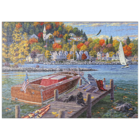 Darstellung des Puzzle Motivs Gemütliche Herbsttage am Seeufer - Puzzleteile: 500