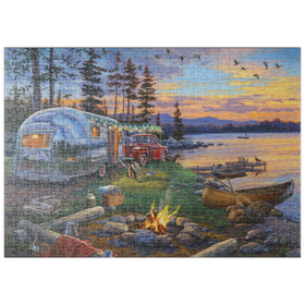 Darstellung des Puzzle-Motivs Campingabenteuer in der Wildnis – Puzzleteile: 500