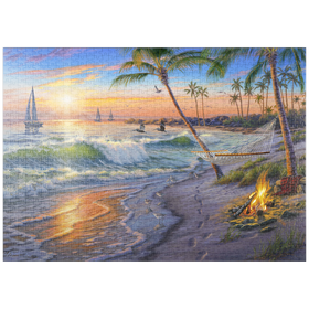 Darstellung des Puzzle-Motivs Karibische Träume bei Sonnenuntergang – Puzzleteile: 1000