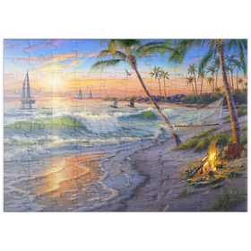 Darstellung des Puzzle Motivs Karibische Träume bei Sonnenuntergang - Puzzleteile: 100