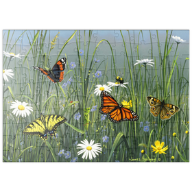 Darstellung des Puzzle Motivs Wildblumen & Schmetterlinge - Puzzleteile: 100