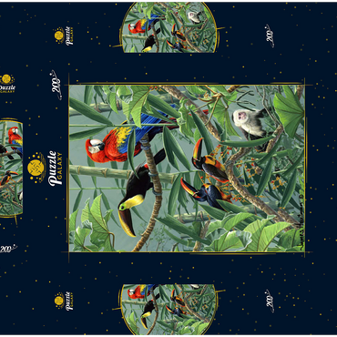 Papageien und Tukane im Regenwald 200 Puzzle Schachtel 3D Modell