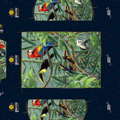 Papageien und Tukane im Regenwald 500 Puzzle Schachtel 3D Modell