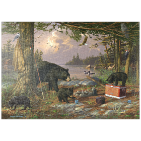Darstellung des Puzzle-Motivs Bärenmutter und ihre Jungen – Puzzleteile: 1000