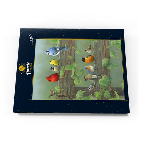 Farbenfrohe Vogelschar 100 Puzzle Schachtel Ansicht3