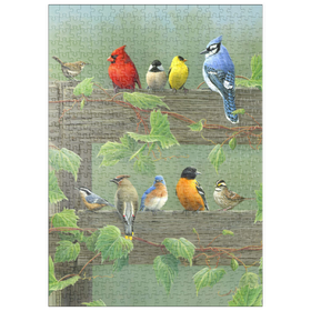 Darstellung des Puzzle Motivs Farbenfrohe Vogelschar - Puzzleteile: 500