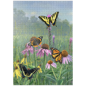 Darstellung des Puzzle Motivs Schmetterlinge im Sommergarten - Puzzleteile: 1000