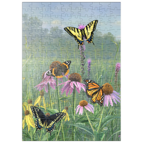 Darstellung des Puzzle-Motivs Schmetterlinge im Sommergarten – Puzzleteile: 200