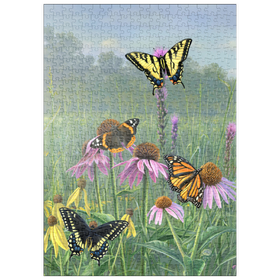 Darstellung des Puzzle Motivs Schmetterlinge im Sommergarten - Puzzleteile: 500