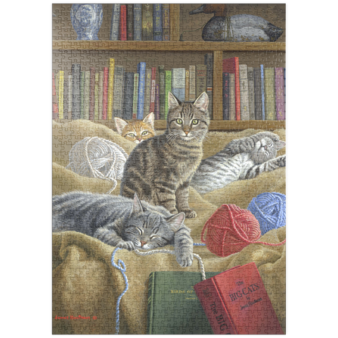 puzzleplate Verspielte Katzen in der Bibliothek 1000 Puzzle
