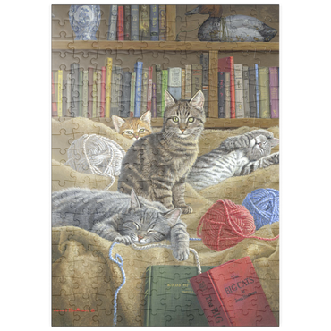 puzzleplate Verspielte Katzen in der Bibliothek 200 Puzzle