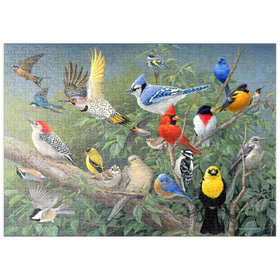 Darstellung des Puzzle-Motivs Farbenfrohes Vogeltreffen – Puzzleteile: 500