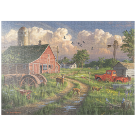 Darstellung des Puzzle-Motivs Tierische Begegnungen auf dem Bauernhof – Puzzleteile: 1000