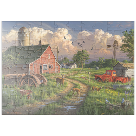 Darstellung des Puzzle Motivs Tierische Begegnungen auf dem Bauernhof - Puzzleteile: 100