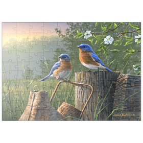 Darstellung des Puzzle Motivs Rotkehl-Hüttensänger - Puzzleteile: 100