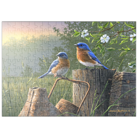 Darstellung des Puzzle-Motivs Rotkehl-Hüttensänger – Puzzleteile: 200