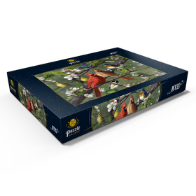 Darstellung des Puzzle Motivs Singvögel im Blütenrausch - Puzzleteile: 1000