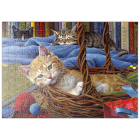 Darstellung des Puzzle Motivs Kätzchen und Garnknäuel - Puzzleteile: 200