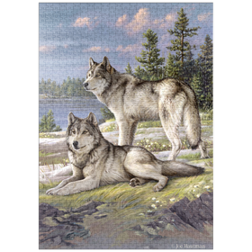 Darstellung des Puzzle Motivs Wolfsruhe am Seeufer - Puzzleteile: 1000