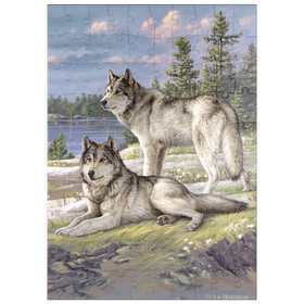 Darstellung des Puzzle Motivs Wolfsruhe am Seeufer - Puzzleteile: 100