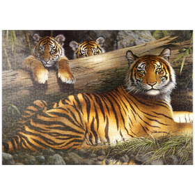 Darstellung des Puzzle-Motivs Wachsame Tiger im Dschungel – Puzzleteile: 1000