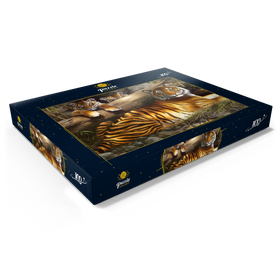 Darstellung des Puzzle Motivs Wachsame Tiger im Dschungel - Puzzleteile: 100