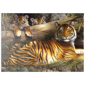 Darstellung des Puzzle Motivs Wachsame Tiger im Dschungel - Puzzleteile: 100