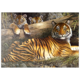 Darstellung des Puzzle-Motivs Wachsame Tiger im Dschungel – Puzzleteile: 200