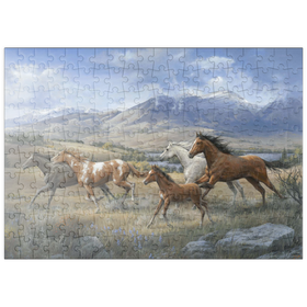 Darstellung des Puzzle Motivs Freiheit in den Bergen: Wildpferde - Puzzleteile: 200