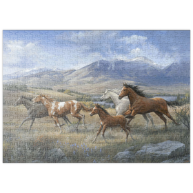 Darstellung des Puzzle Motivs Freiheit in den Bergen: Wildpferde - Puzzleteile: 500