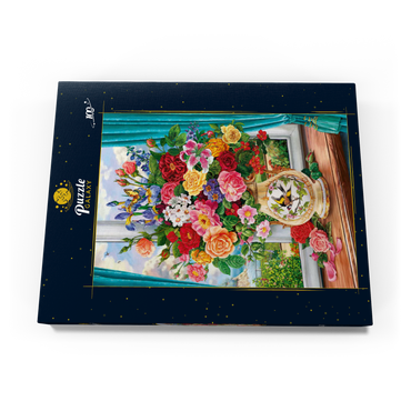 Schöne Blumen am Fenster 100 Puzzle Schachtel Ansicht3