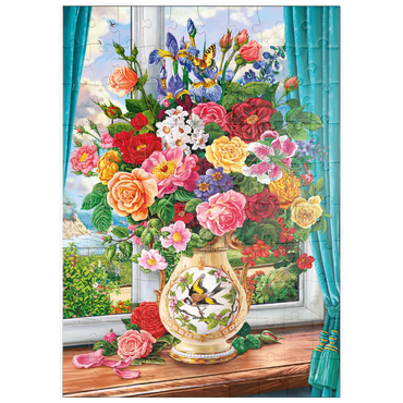 puzzleplate Schöne Blumen am Fenster 100 Puzzle
