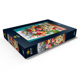 Darstellung des Puzzle Motivs Schöne Blumen am Fenster - Puzzleteile: 500