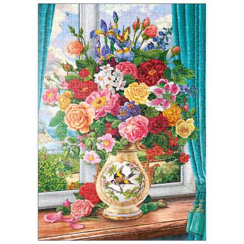 puzzleplate Schöne Blumen am Fenster 500 Puzzle