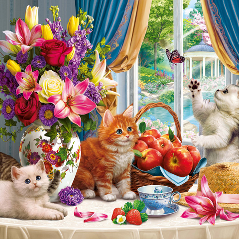 Fluffy Kittens in the Living Room 1000 Puzzle 3D Modell