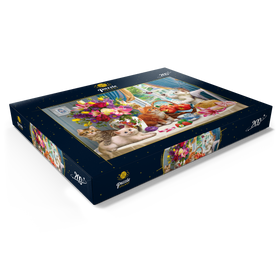 Darstellung des Puzzle Motivs Kuschelige Kätzchen im Wohnzimmer - Puzzleteile: 200