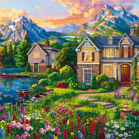 Cozy House by the Lake 1000 Puzzle 3D Modell