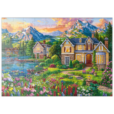 puzzleplate Cozy House by the Lake 100 Puzzle
