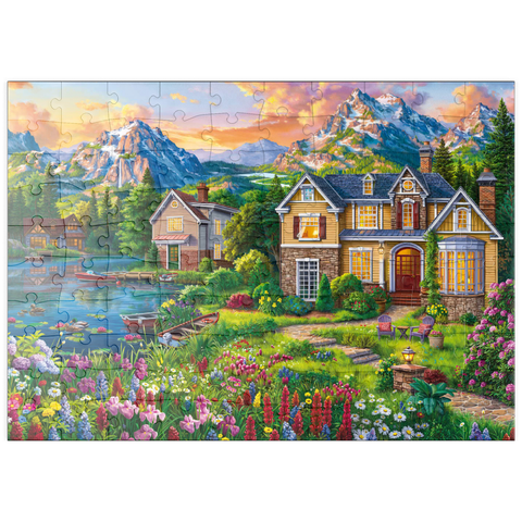 puzzleplate Cozy House by the Lake 100 Puzzle