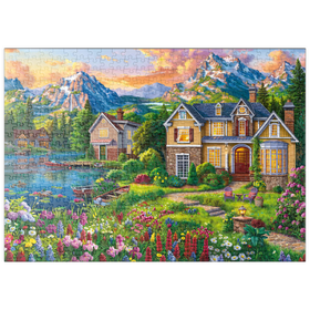 Darstellung des Puzzle Motivs Gemütliches Haus am See - Puzzleteile: 500