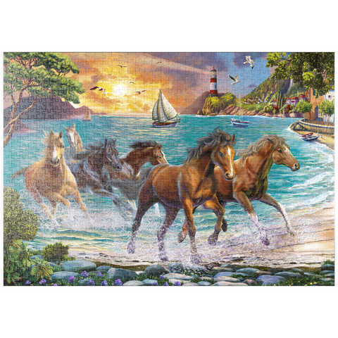 puzzleplate Horses by the Sea at Sunset 1000 Puzzle