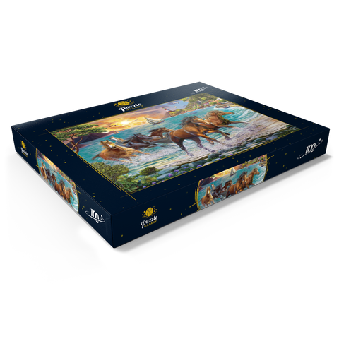 Horses by the Sea at Sunset 100 Puzzle Schachtel Ansicht1