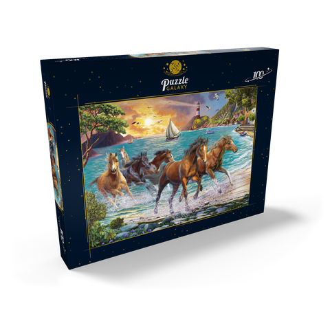 Horses by the Sea at Sunset 100 Puzzle Schachtel Ansicht2