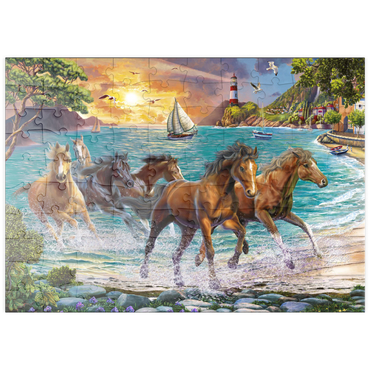 puzzleplate Horses by the Sea at Sunset 100 Puzzle