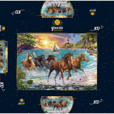 Horses by the Sea at Sunset 100 Puzzle Schachtel 3D Modell