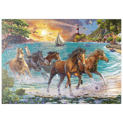 puzzleplate Horses by the Sea at Sunset 500 Puzzle
