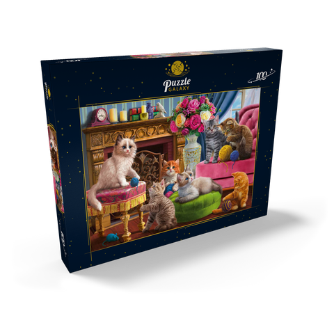 Kittens by the Fireplace 100 Puzzle Schachtel Ansicht2